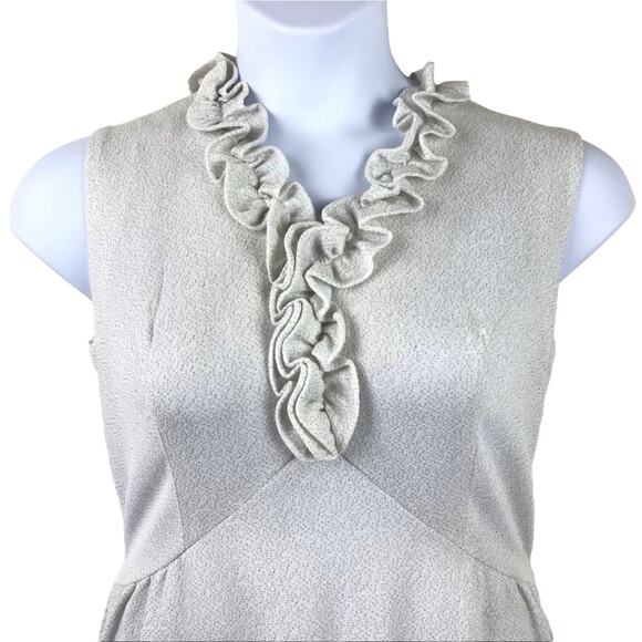 Vintage 60’s 70’s Silver Ruffle Neck Evening Dress 8 - Picture 3 of 7